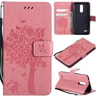 LG K10 2018 Wallet Case  UNEXTATI Leather Flip Cover Case with Kickstand Feature for LG K10 2018 (Pink #3) - B07GGXL429